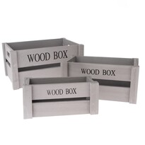 Holzkistenset Wood Box, 3 Stück, Graugrau  ,