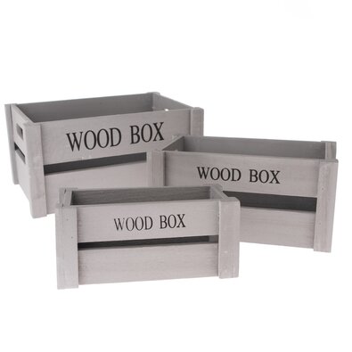Komplet lesenih zabojev Wood Box, 3 kos, siv