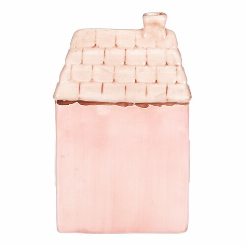 Keramický domek s LED, 12 x 9 x 18 cm, jaro, růžová