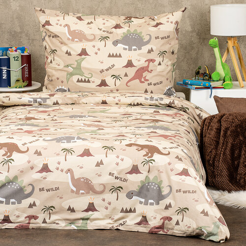 Lenjerie de pat din bumbac pentru copii 4Home Dinoworld, 140 x 200 cm, 70 x 90 cm