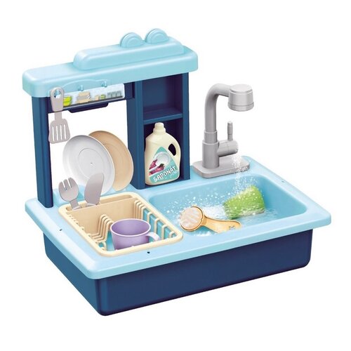 Levně Teddies Dřez na mytí nádobí s funkčním kohoutkem na vodu, modrá