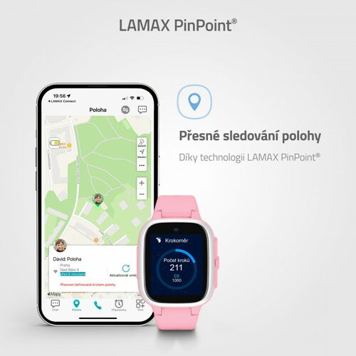 LAMAX Chytré hodinky pro děti WatchY4 Play, růžová