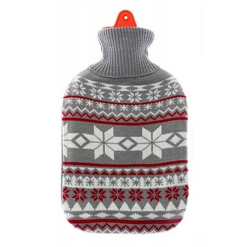 Termofor s pleteným obalom Vločka sivá, 2 l