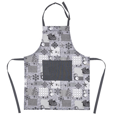 Świąteczny fartuch kuchenny Patchwork szary, 60 x 80 cm