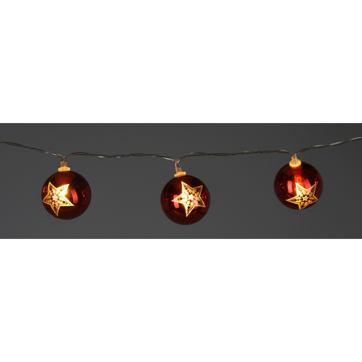 Stars karácsonyi fényfüzér, 120 cm, 10 LED, rézszínű, elemes