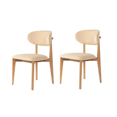 Súprava jedálenských stoličiek Lionte Beige and Light Oak, 2 ks