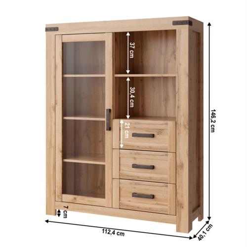 Comoda MORATIZ 1W3S, stejar wotan