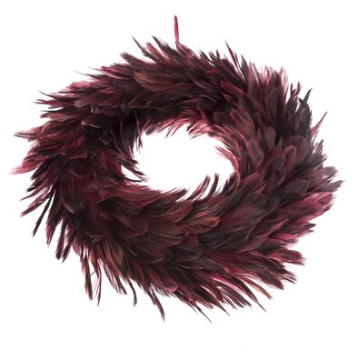 Wianek z puchatych piór, średnica 30 cm, winny