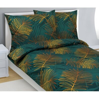Bellatex Бавовняна постільна білизна Папороть зелена, 140 x 200 см, 70 x 90 см