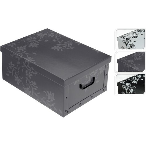 Úložný box s vekom Ornament 51 x 37 x 24 cm, čierna