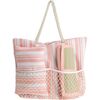 Plážová taška s podložkou a polštářkem Stripe, růžová