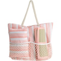 Пляжна сумка в смужку з подушечкою та килимком, рожевий