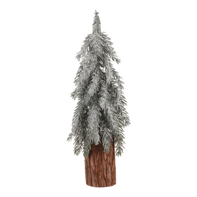 Božična dekoracija Smreka na hlodu, zasnežena, 44cm