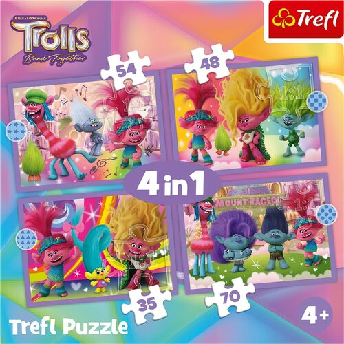 Trefl Puzzle Trolle 3 Kolorowe przygody, 4w1 (35, 48, 54, 70 elem.)