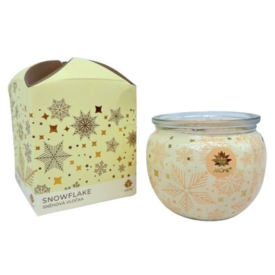 Arome Świeca w szklanym pojemniku i pudełku zmotywem kwiatowym, Snow flake, 90 g