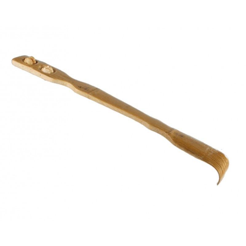 Bambusz hátvakaró masszázshengerekkel, 47 cm