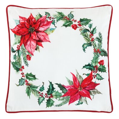 Vzglavnik z božičnim motivom Božična vrtnica 45 x45 cm, bela