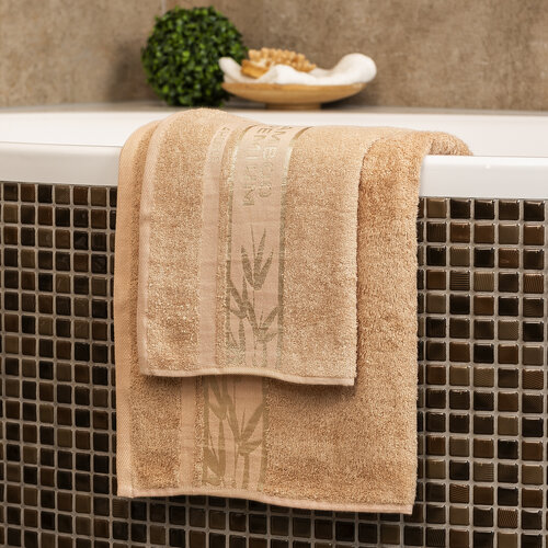 4Home Комплект Bamboo Premium рушник для ванни та рушник для рук бежевий, 70 x 140 см, 50 x 100 см