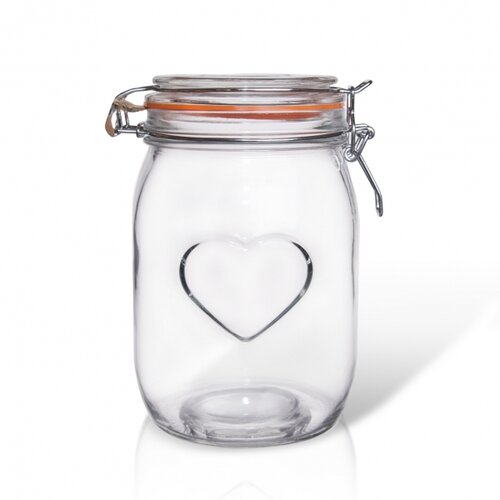 Orion Steklena posoda z zapiralko Bela srdce, 1 l