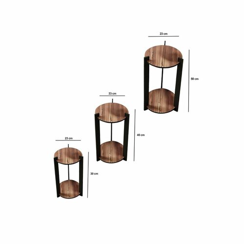 Virágállvány Flower Desk Round - Walnut