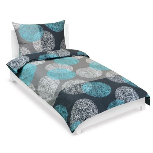 Bellatex Pościel bawełniana Kula turkusowy, szary, 140 x 200 cm, 70 x 90 cm