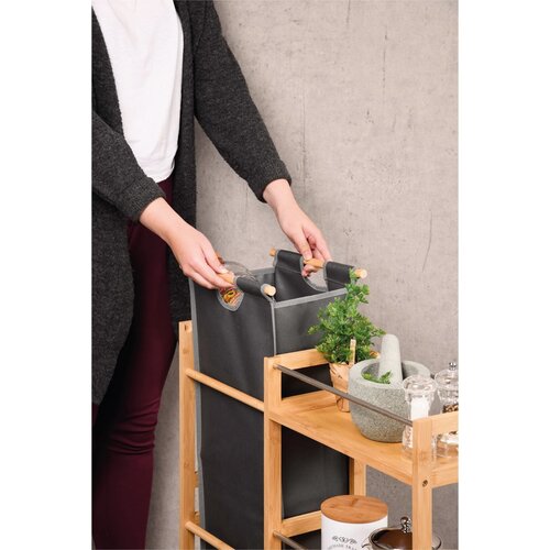 Kesper 24857 Regał na kółkach z koszem na butelki, bambus, 78 x 20 x 68 cm