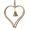 Inimă metalică suspendată cu clopoțel Christmas Gold, 16,5 cm