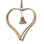 Fém függő szív csengővel Christmas Gold, 16,5 cm