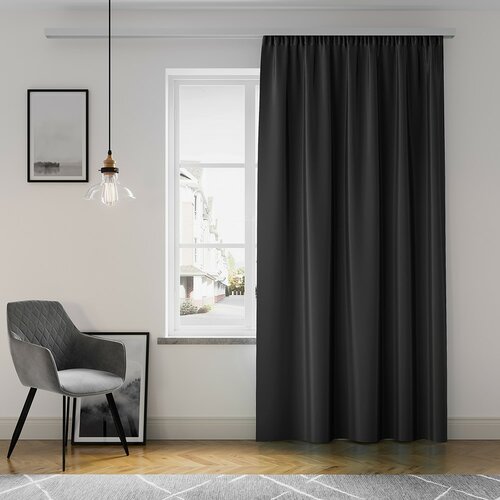 Restilo Oxford Pleat függöny, fekete, 140 x 250 cm
