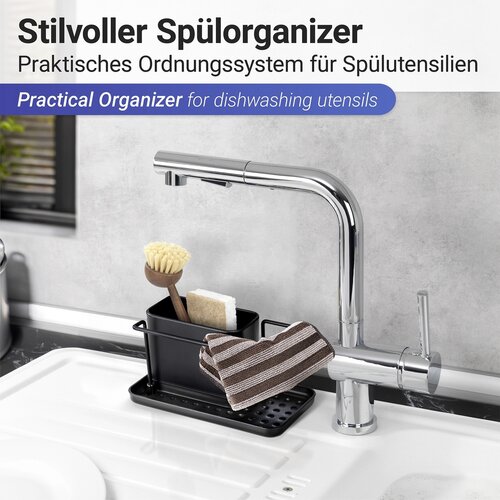 Organizator de spălat vase Wenko Orio din oțelinoxidabil, negru