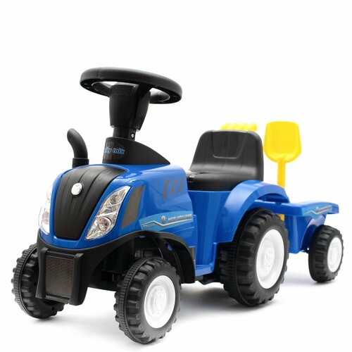 Baby Mix Dětské odrážedlo traktor s vlečkou a nářadím New Holland, modrá