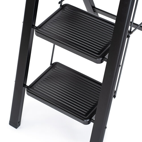 4Home Skládací ocelové schůdky Steel, 3 stupně, černá