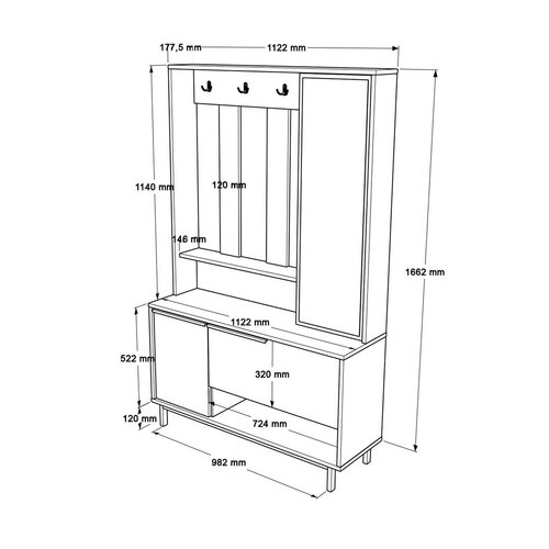 Wieszak z półką na buty Once Walnut and Oak