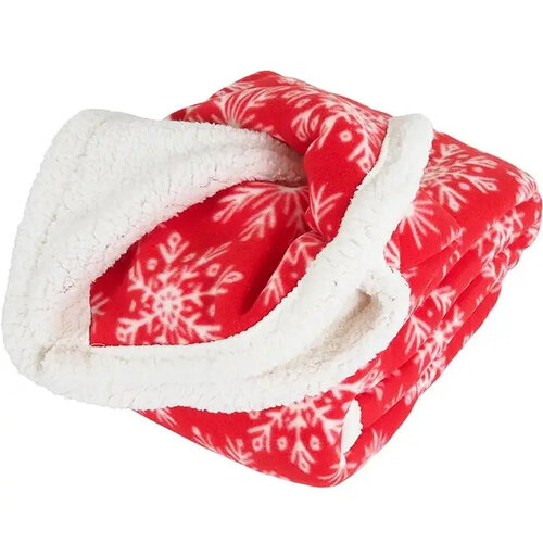 B.E.S. Petrovice Плед на овчині Buffalo Сніжинки червоний, 150 x 200 см
