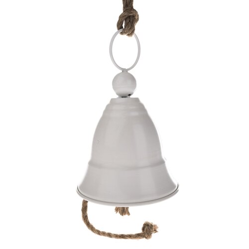 Závesný kovový zvonček Horn, 7,5 x 11 cm, biela