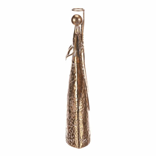 Decorație metalică de Crăciun Înger 34 cm cuinimă, auriu