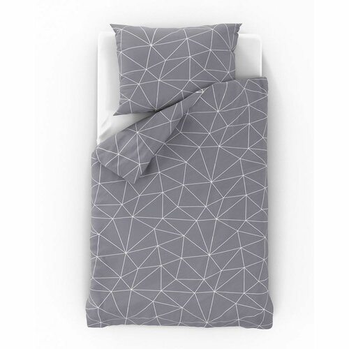 Kvalitex Lenjerie de pat din bumbac Nordic Grid gri, 220 x 200 cm, 2x 70 x 90 cm