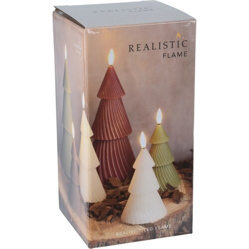 LED Sviečka Stromček biela, 1x LED, 8,5 x 15 cm, 2x AAA