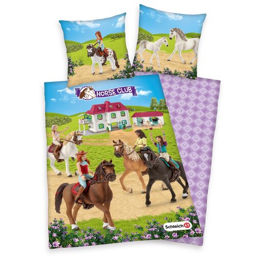 Lenjerie de pat copii, din bumbac, Horse club, 140 x 200 cm, 70 x 90 cm