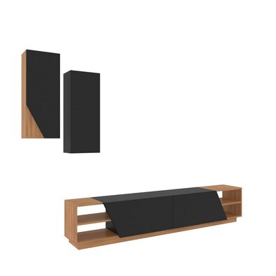 Zebra Black and Teak TV-asztal szekrénnyel