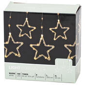 Kültéri fényfüggöny Stars, 200x60cm, LED, fehérfény, időzítő, 8 funkció, elemes