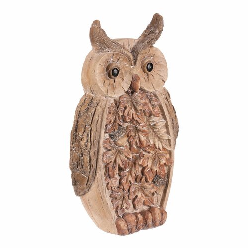 Decorație de toamnă Bufniță cu iluminare, 21 x 12x 37 cm, magneziu, imitație de lemn