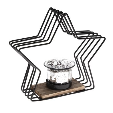 Металевий підсвічник Celestial чорний, 16 x 18 x 6,5 см