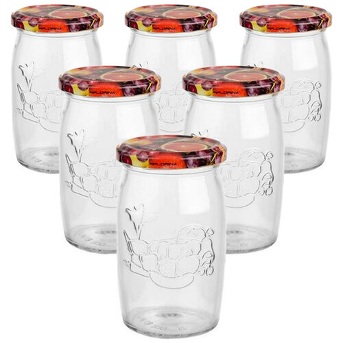 6-częściowy zestaw słoików do przetworów zpokrywką Fruit, 335 ml