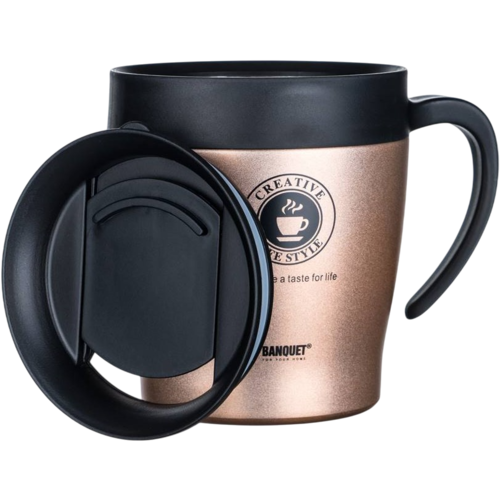 Banquet Termohrnček cestovný TAZZA 330 ml, hnedá
