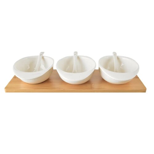 Orion Serving set of bowls with spoon and trayWhiteline, 3 pcs
