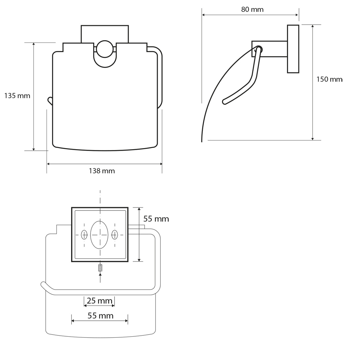 SAPHO XQ700 X-Square WC-papír tartó fedővel, ezüst termék 2. képe