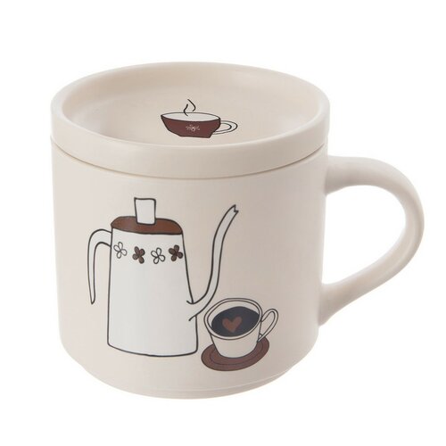 Orion Kubek porcelanowy z pokrywką Kawa, 0,45 l