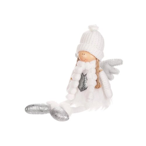 Різдвяна прикраса Ангел із серцем, висота 41 см, білий