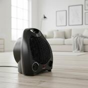 Încălzitor electric cu ventilator și întrerupătorde siguranță, negru
